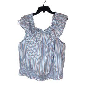 A New Approach ANA blouse shirt women's XXL 2XL plus size chambray blue striped